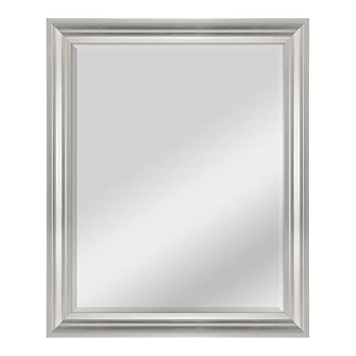 Image of MCS Large Wall Mirror, Modern Rectangle Mirror Home Decor for Living Room, Bedroom, or Bathroom, 26.5 by 32.5 Inch, Brushed Silver