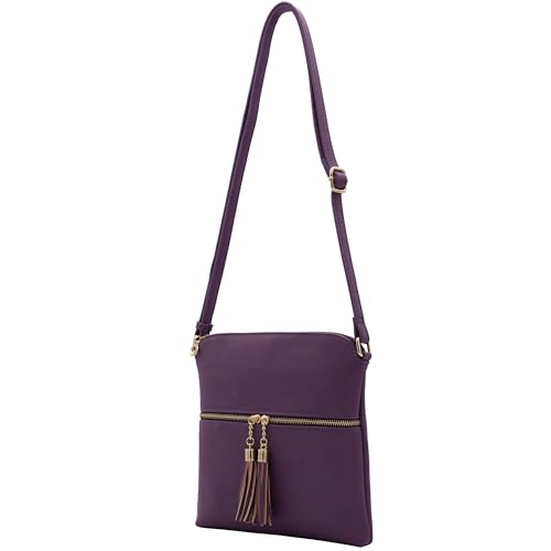 Image of Solene Womens Lightweight Medium Crossbody Purse with Tassel, Perfect Size Crossbody Bags for Daily Use, travel