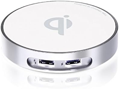 Channel Well Wireless Charger with 2 USB Port(Silver)- Table Top for All Qi-Enabled Devices (for iPhone 8/ 8Plus, iPhone X, Samsung S7/S8 and More)