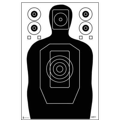 100 Pk, Multi-Purpose Training Target 8 in Chest Circle Features Bull's-Eye Style Circle for Accuracy Training Plus Additional 4 Inch Circlers & 1 Inch Squares Command Training Size: 23