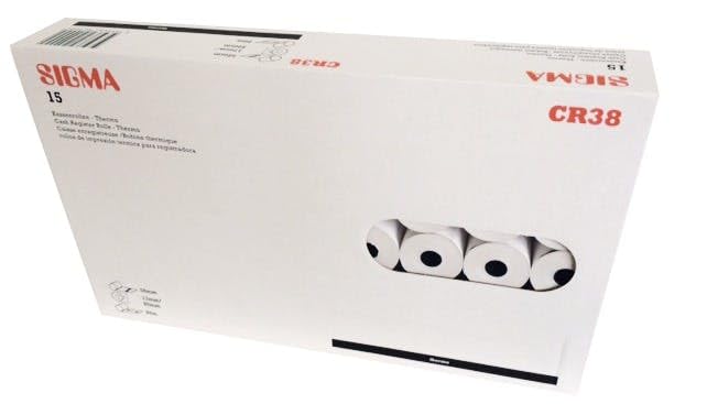 Sigma Rouleaux de Caisse Thermiques CR38, 58 mm x 80 m, 15 pièces