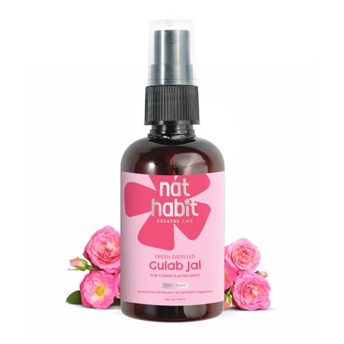 Nat Habit 100% Pure Gulab Jal - Rose Water - Toner, Face-Mist, As...