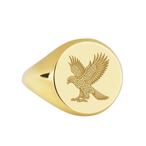 Bague faucon en argent 925 anti-ternissement, chevalière ronde ajustable à votre doigt