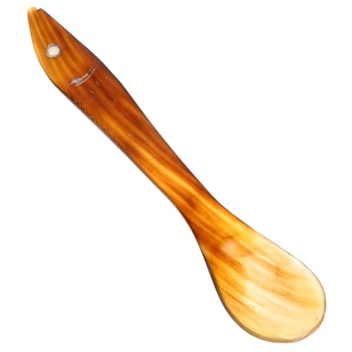 Cabilock Cuchara de Café de Asta de Buey Natural Cuchara Multiusos para Postres y Aperitivos Utensilio Esencial para Cocina con Mango Cómodo Fácil de Limpiar Adecuada para