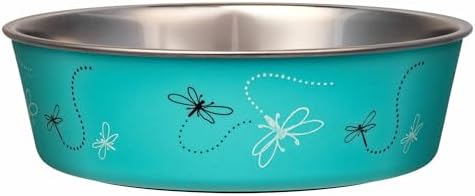 Loving Pets Bella Dog Bowls- Stainless Steel Dog & Cat Bowls - Spill Proof Dog Food Bowl, Cat Bowl, Puppy Essentials & Pet Supplies Great for Home & Travel (Large 35-65 lbs, Dragonfly)