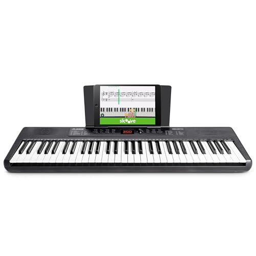 Alesis Melody 61 Teclado Piano Eléctrico para Principiantes con 61 teclas, con Altavoces, Atril para Partituras o Tablet, 300 sonidos y Lecciones de música sin Accesorios