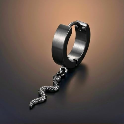 Image of THE MEN THING SNAKLET BLACK - Titanium Steel Hoop Earrings for Men & Boys