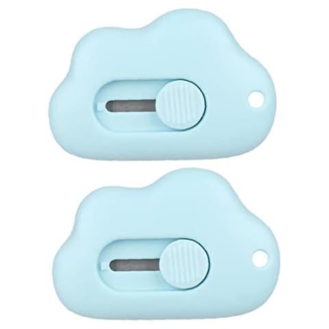 Stakee 2pcs Mini Cuchillo De Utilidad De Nube Automática De Cabello De Papel De Acero De 9 Mm Abreador para Escuela De Corte De Caja De Caja Cover