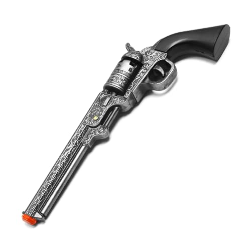 13-Inch Decorative Western Classic Revolver Style, Body SMB-110 with Ornate Engravings, Suitable for Decoration, Collecting, Costuming and Cosplay, Role-Playing, Halloween (Gray)