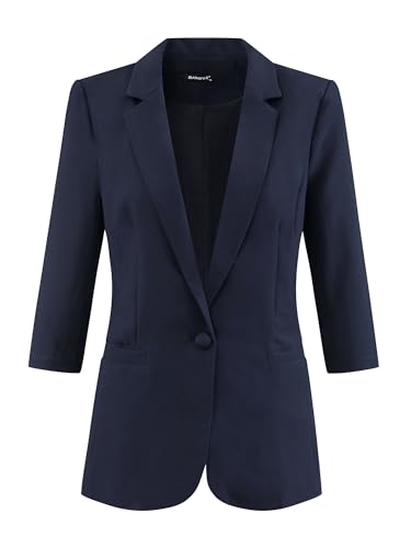 Allegra K Work Office Jackets for Women's Casual Ruched 3/4 Sleeve Blazer