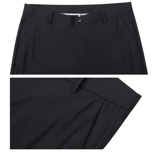 Mens Flat Front Wrinkle Free Relaxed Fit Dress Pants High Waist Stretch Quick Dry Golf Pant Pleated with Pockets 29"-36"4