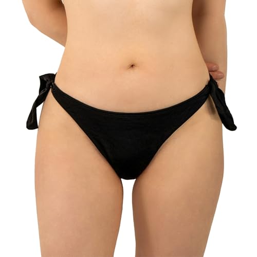 MYLILY Braguita Tanga con Lazo Negra | Bikini Brasileño para Mujer | Bañador Tanga | Parte de Abajo | Certificado Oeko Tex