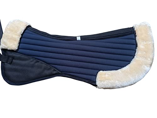 TGW RIDING Faux Fur/Sheepskin Horse Half Pads (Deep Blue)