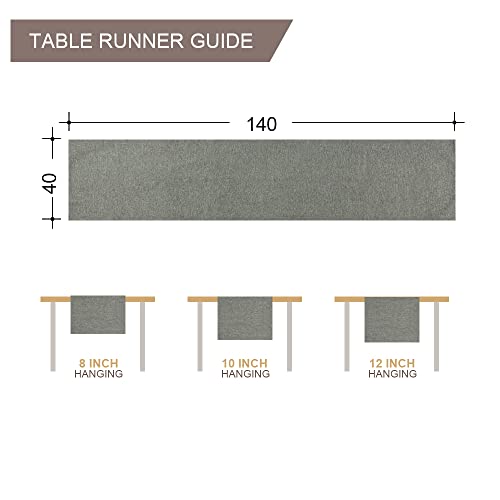 Tischläufer Frühling Modern, Abwaschbar, Leinenoptik, Wasserabweisend für Esszimmer Party Urlaub Dekoration (Grau, 40 x 140 cm)