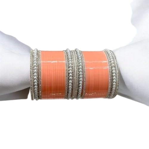 Silver Plated Zircon Diamond Stone & Pearl Work Chooda Set For Bridal Women & Girls Silver Plated Zircon Diamond Stone & Pearl Work Chooda Set For Bridal Women & Girls