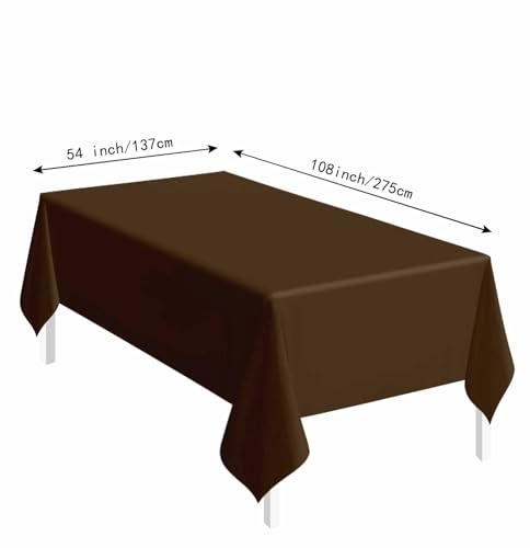 Image of SietDESEO 2 Pack Brown Plastic Tablecloth Rectangle 54 x 108 Premium Disposable Table Cloth Plastic Table Cover for Wedding Baby Shower Birthday Party Tablecloth Disposable