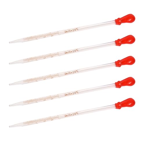 VOCUE 5 Pcs Liquid Pipettes Glass Liquid Dropper 0.5ml, 1ml, 2ml, 3ml, 5ml, 10ml Glass Scale Graduated Dropper for Laboratory