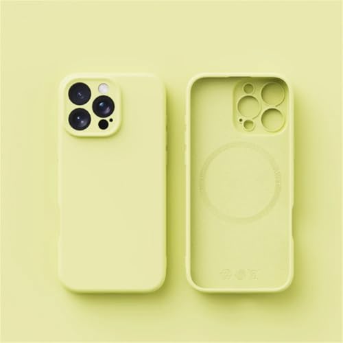 Coque de luxe iPhone 16 en silicone jaune clair lisse et magnétique