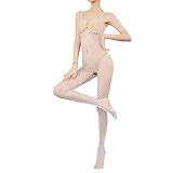 DKEGIFF Sexy Lingerie For Women Fishnet Bodysuit Teddy See Through Mesh Rhinestone Exotic Apparel One Size