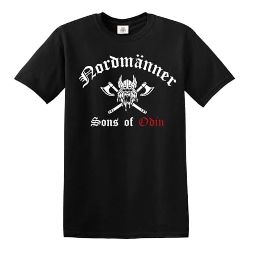 Darkwear Nordmänner Sons of Odin T-Shirt Herren Viking Odin Thor Wikinger Tshirt Top Tee (Black, 4XL)