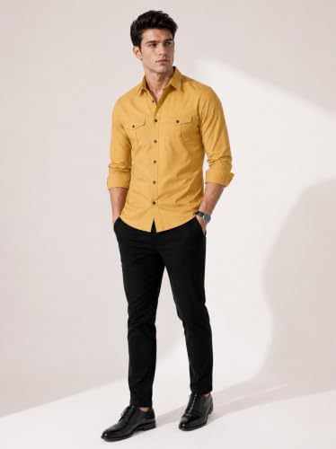 Image of Men's Double Flap Pocket | Regular Fit | Solid Spread Collar | Versatile Everyday Office Wear Comfortable |Stylish Design | Shirt