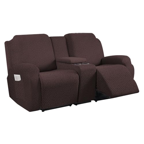 Recliner Loveseat Cover with Center Console Slipcover Stretchy All-Inclusive Cover Four Seasons Universal Anti-Cat Scratching Recliner Cover for 2 Seater