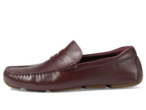 Image of Cole Haan Men's Grand Laser Driver Penny Loafers, Bloodstone /Truffle, 10.5-M US