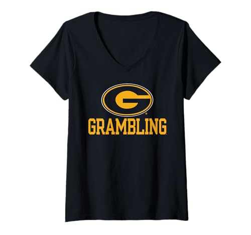 Womens Grambling Tigers Sportsmanship Black Officially Licensed V-Neck T-Shirt