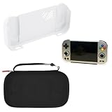 Handheld Console Protection Kit Compatible with Anbernic RG477M, Includes Hard Shell Carrying Case and Ergonomic Grip Cover (White)