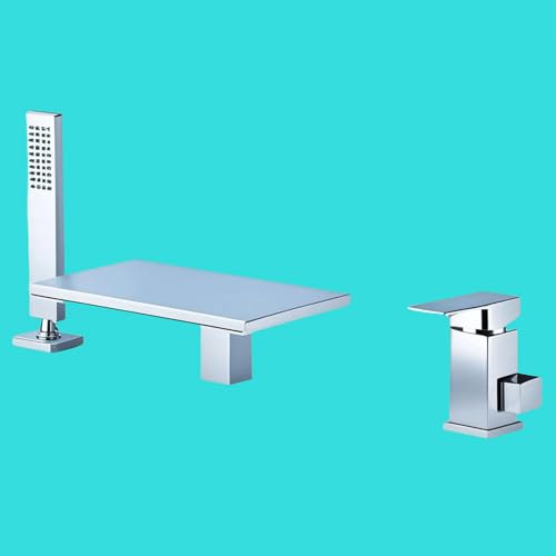 Robinet de bain cascade blanc haut de gamme CMBSSTFC mitigeur laiton 3 trous avec douchette