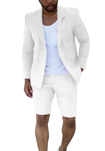 Image of Short Suits for Men 2 Piece Summer Mens Suit Beach Wedding Tuxedo