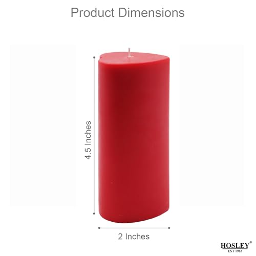 Image of HOSLEY 4.5 Inch High Apple Cinnamon Fragrance Pillar Candles| Aroma Candles for Decoration and Gifting| Heart Shape Scented Pillar Candles, Anniversary, Birthday, Pack of 3, Red