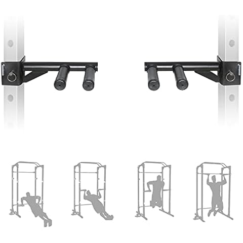 SYL Fitness Dip Bar Attachments for 2" x 2" or 3" x 3" Power Rack - Narrow & Wide Dips Double Handles (Patent Pending) (For 2" x 2" Rack) Cover