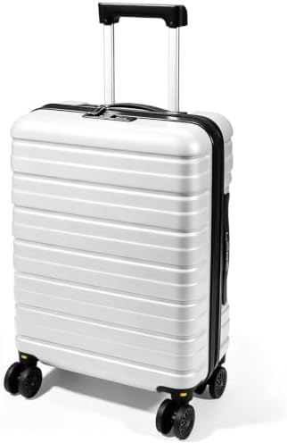 Lekesky Handgepäck Koffer 55x40x20cm | Trolley Handgepäck mit TSA Schloss und 4 Abnehmbaren Rollen, Leicht Hartschale für Ryanair, Lufthansa, Eurowings, Weiß