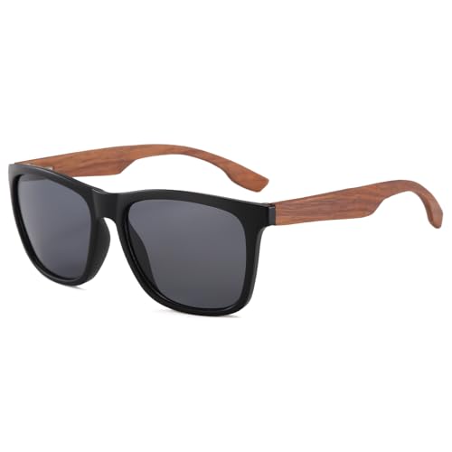 Long Keeper Walnut Wood Sunglasses for Women Men Classic Retro Square Sunglasses Wooden Driving Sun Glasses UV400 Protection