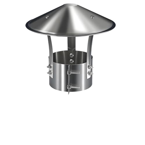 Sombrerete Chimenea de Acero Inoxidable, Tapas de Chimenea de Nieve y Lluvia, 100mm 130mm 150mm 180mm 200mm 250mm Cubierta para Conductos de Estufas y Chimeneas(130mm/5.1in)