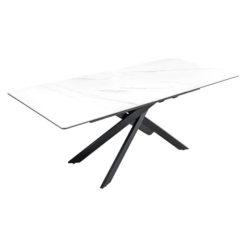 Riess Ambiente Ausziehbarer Design Esstisch Alpine 160-200cm weiß Keramik Marmor schwarz Metall, Esszimmertisch, Küchentisch Riess Ambiente Ausziehbarer Design Esstisch Alpine 160-200cm weiß Keramik Marmor schwarz Metall, Esszimmertisch, Küchentisch