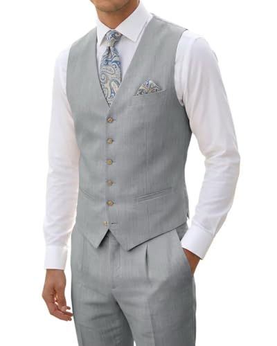 High-End Suits Wedding Suits 2 Pieces Slim Fit Vest Pant Groomsmen Tuxedos Summer Linen Gray Men Suits Casual Suits for Men gr-3832