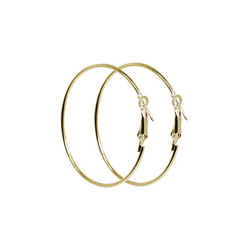 Kiseki Women's Fashion Jewelry Metallic Gold Round Circle Ring Hoop Earrings