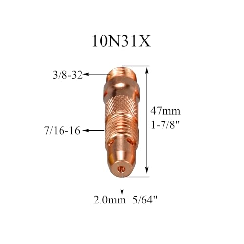 Image of RIVERWELD TIG Torch Collet Bodies 10N31X 5 /64 inch & 2.0mm Accessories 5pcs | for QQ300 PTA DB SR WP 17 18 26 TIG Welding Torch Consumables