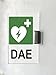 CARTELLO IN PLEXIGLASS A BANDIERA SEGNALETICO - DAE Defibrillatore - Con Supporto in alluminio & Stampa U.V. (20X31 CM)