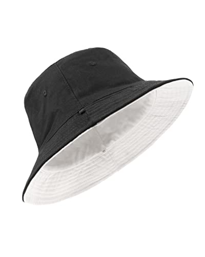 Image of XXL Oversize Bucket Hat Reversible, XL L M S Fisherman Sun Cap With Chin Strap, Travel Beach Outdoor Hat For Men Women