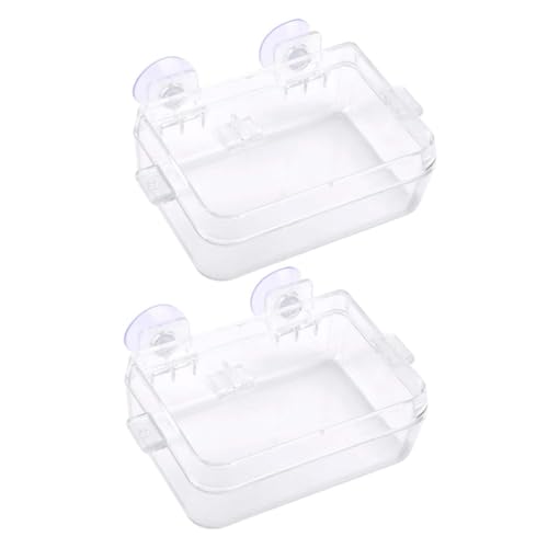 CORHAD 2Pcs Transparent Pet Feeder Reptile Water Dish Lizard Feeding Bowl Escape Design for Geckos Bearded Dragons and More Durable Easy to Feeding