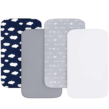 Baby Bassinet Sheets 4 Pack Compatible with 33" x 20" Mika Micky, Baby Delight, Dream On Me, AMKE and Other Rectangle Bassinet Mattress, Ultra Soft & Skin Friendly, Washer & Dryer