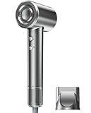 ドライヤー【2026進化モデル・20ｓ速乾】大風量 高速ヘアドライヤー 2億高濃度マイナスイオン 静電気抑制 NTC温度制御システム 過熱保護 恒温ヘアケア 髪質改善 5段階温度調節&2段階風量 【温冷リズム】 マグネット式ノズル付き 小型 コンパクト 静音 軽量 旅行/サロン/家庭用/プレゼント PSE認証済み （グレー）