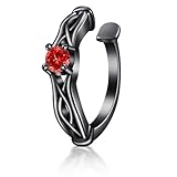 SK.Whiee イヤーカフ レディース メンズ 片耳 黑 最高級ジルコニア 「恋の訪れ」 シルバー925 金属アレルギー対応 赤 誕生石ノンホールピアス アクセサリー 人気 彼女 彼氏 カップル バレンタインデー 誕生日 記念日 クリスマス