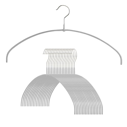 Mawa Narrow Petite Clothing Hangers, Steel Hanger with Non-Slip Coating, for Shirts, Dresses, Camisoles, T-Shirts, Space-Saving, 360-degree Rotatable Hook, Set of 20, Silver