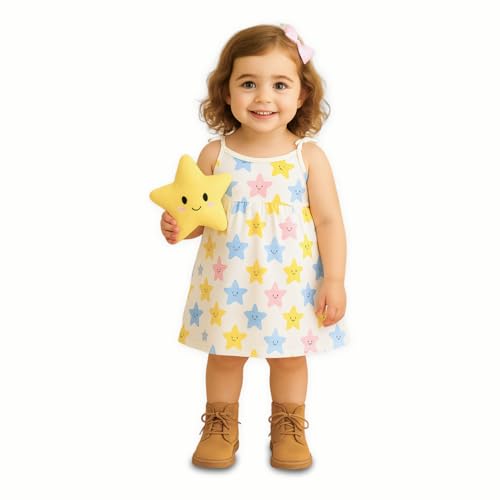 Image of Kidbea Cotton Baby Dress for Girls | Soft Sleeveless Summer Dress for Girl | Cute Printed Newborn Baby Muslin Frocks with Tie-Up Closure