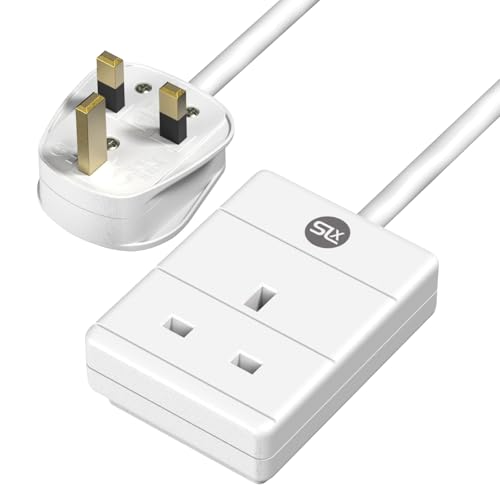 SLx Extension Lead 10m 1 Way Single Socket 13A UK Plug 3 Pin Mains Power Extension Cord Compact Travel Power Strip White