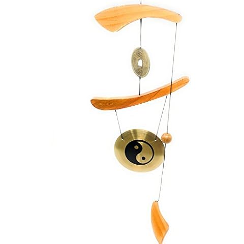 THY COLLECTIBLES Feng Shui Brass Gong Wind Chime for Patio, Garden, Terrace, Balcony Or Any Room - Beautiful YIN & YANG Design Piece Cover